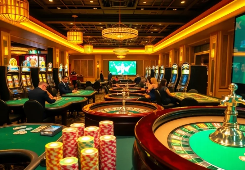 Experience 토토 먹튀검증 in a lively casino setting with engaging players at blackjack and roulette tables.