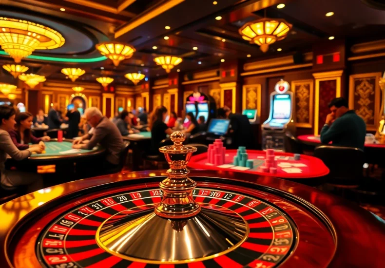 Experience the thrill of gameplay at rr88 casino with excited players at roulette and poker tables.