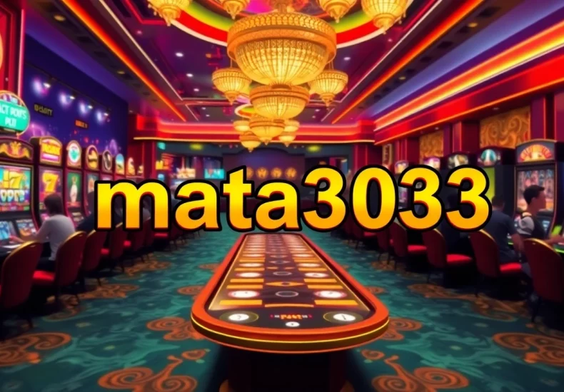 Explore the exciting world of mata303 with vibrant slot machines and engaging players in a luxurious casino setting.