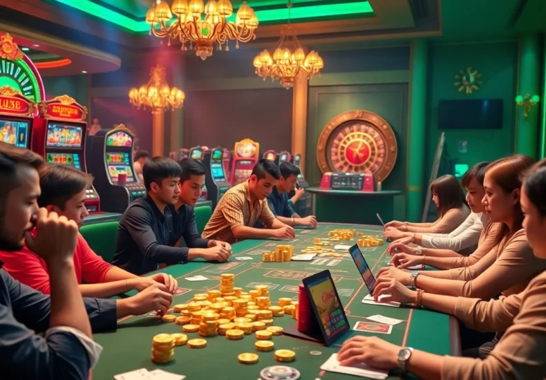 Exciting scene of chơi bắn cá đổi thưởng at a vibrant online casino with players engaged in the action.