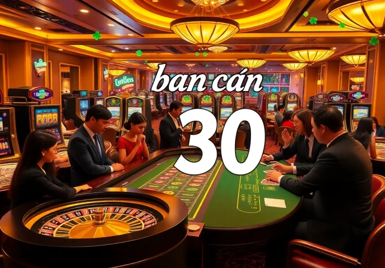 Experience the thrill of 'ban ca 30' in a vibrant casino scene with players engaging in roulette and blackjack.