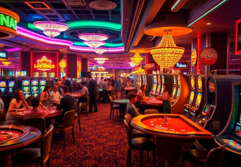 Players winning at various casino games at fb88s, showcasing vibrant slot machines and roulette tables.