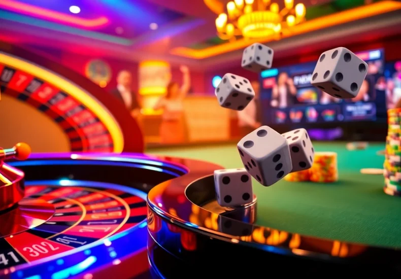 Exciting scene at trang chủ 78win highlighting vibrant poker chips and a spinning roulette wheel.