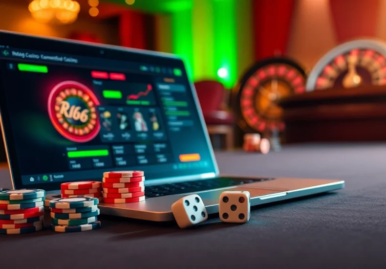 Experience the thrill of rr88 đăng nhập as you engage in vibrant online casino games, surrounded by colorful chips and dice.