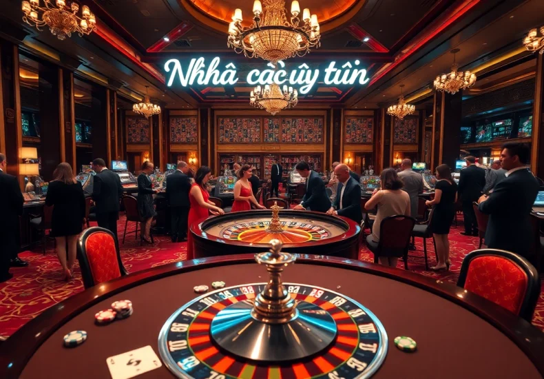 Explore the vibrant action of Nhà cái uy tín as players engage at roulette tables in a luxury casino.