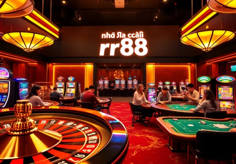 Exciting casino scene at nhà cái rr88 featuring vibrant games and enthusiastic players.