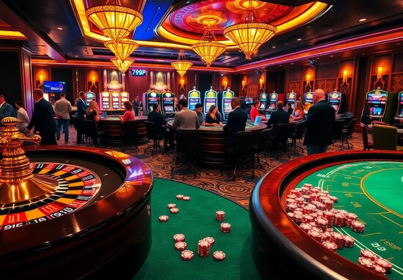 Experience the excitement of 789P at an elite casino, showcasing players enjoying vibrant roulette tables.