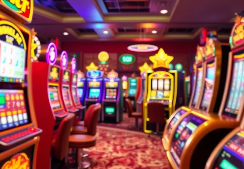 Experience the thrill of Slot gacor gaming with vibrant, colorful casino machines in action.