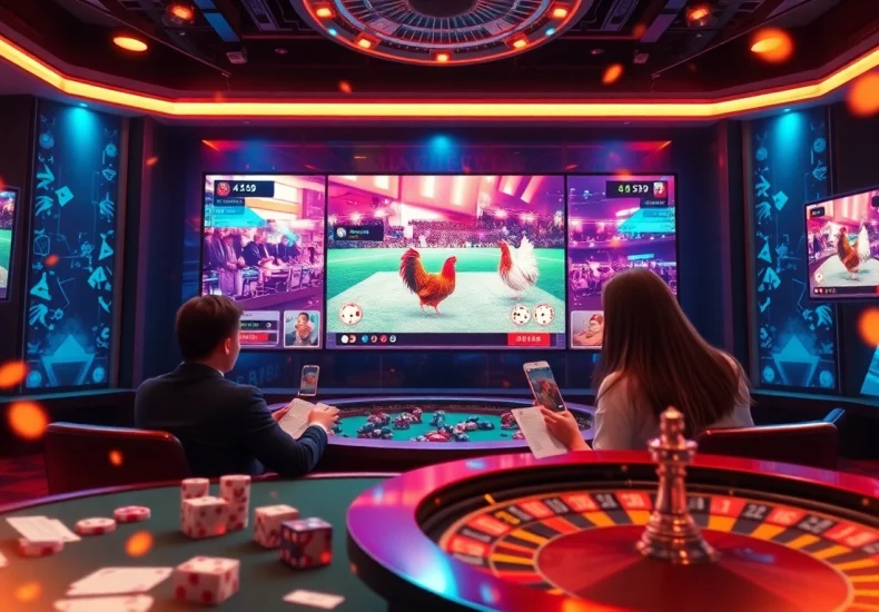 Experience the thrill of gambling with alo789 đá gà in a vibrant casino setting showcasing digital betting excitement.