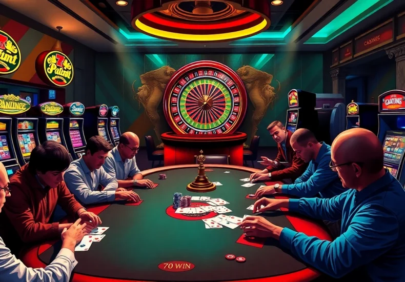 Experience the thrill of 78 win at an exciting poker table in a vibrant casino.